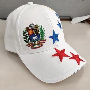 White Cap with Embroidered Stars and Crest